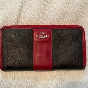 Coach Women's Red and Gray Wallet